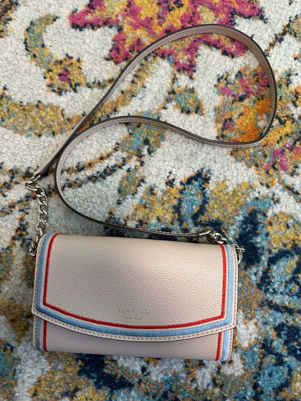 Kate Spade Eva Embroidered Leather Crossbody Clutch Wallet
